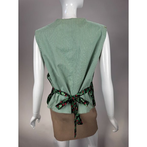 Vintage Holiday Holly Vest - blemish on shoulder OS Green Holly Cotton Blend - Picture 4 of 16